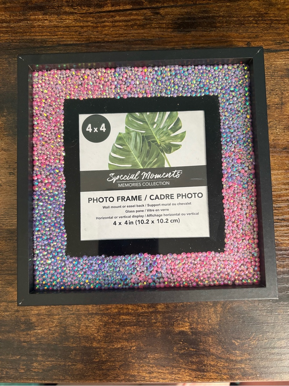 Special Moments Pink and Purple Bedazzled Square Photo Frame